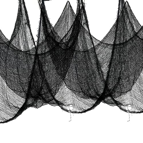 5 Pack Halloween Spider Web Black Creepy Cloth, Spooky Fabric Cloth Halloween Decorations Outdoor, Black Halloween Cloth Party Decor Halloween Props for Witch Room, Haunted House, Garden, Front Door