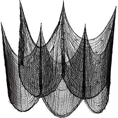 2 Pieces Halloween Creepy Spider Webs Scary Gauze Cloth Doorways with 50 Pieces Fake Spiders for Halloween Decorations (Black)