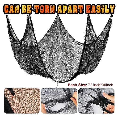 5 Pack Halloween Spider Web Black Creepy Cloth, Spooky Fabric Cloth Halloween Decorations Outdoor, Black Halloween Cloth Party Decor Halloween Props for Witch Room, Haunted House, Garden, Front Door
