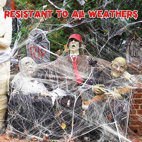 Jionchery 1000 sqft Spider Web Halloween Decorations, with 30 Fake Spiders, Super Stretch Cobwebs, Halloween Party Supplies, Halloween Decorations Indoor Outdoor Scary