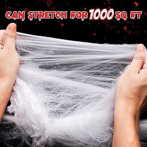 Jionchery 1000 sqft Spider Web Halloween Decorations, with 30 Fake Spiders, Super Stretch Cobwebs, Halloween Party Supplies, Halloween Decorations Indoor Outdoor Scary