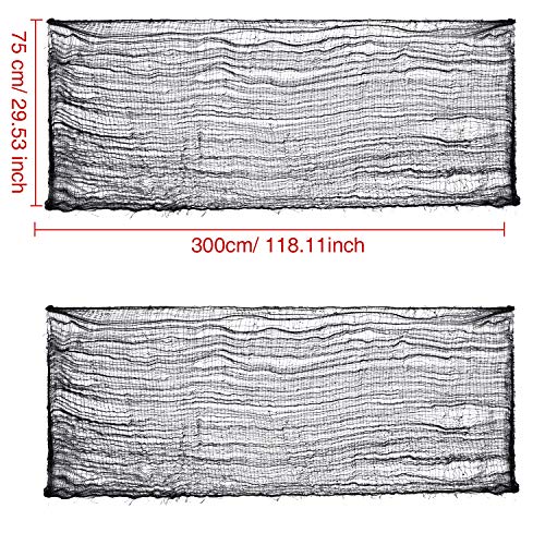 2 Pieces Halloween Creepy Spider Webs Scary Gauze Cloth Doorways with 50 Pieces Fake Spiders for Halloween Decorations (Black)