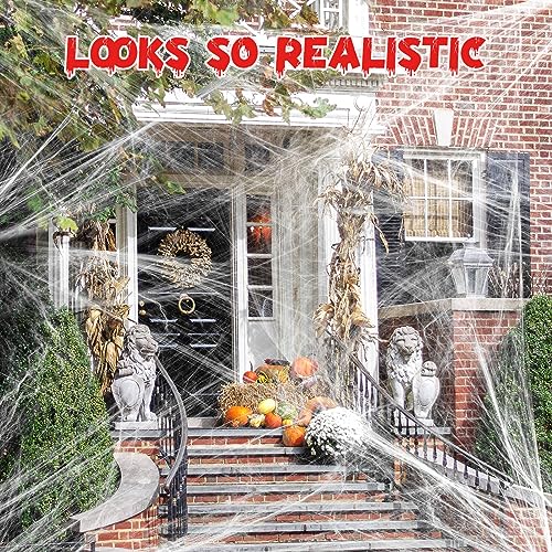 Jionchery 1000 sqft Spider Web Halloween Decorations, with 30 Fake Spiders, Super Stretch Cobwebs, Halloween Party Supplies, Halloween Decorations Indoor Outdoor Scary