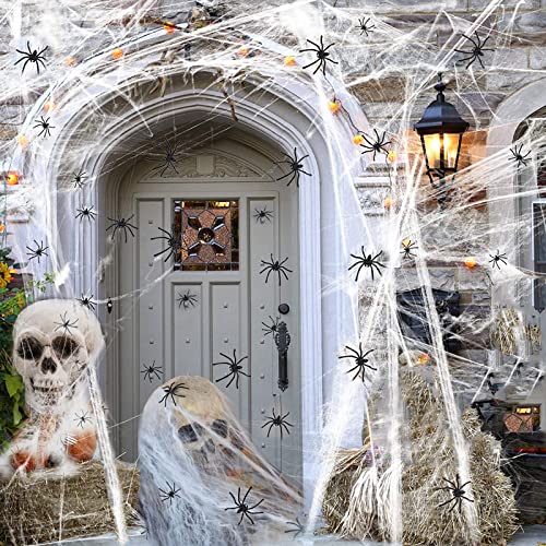 Spider Web 300 Sqft Halloween Spider Web Decoration with 20 Fake Spiders,Super Stretchy Cobwebs Spider Webs,Halloween Decorations Indoor,Outdoor, Courtyard, Lawn,Porch, Haunted House