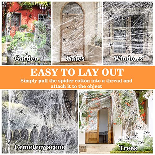 MAQIHAN 950 sqft Spider Webs Halloween-Decorations Halloween Spider Web Cobwebs Halloween Decorations Spider Web Decor with 40 Fake Spiders Super Stretch Cobwebs for Halloween Party Decor