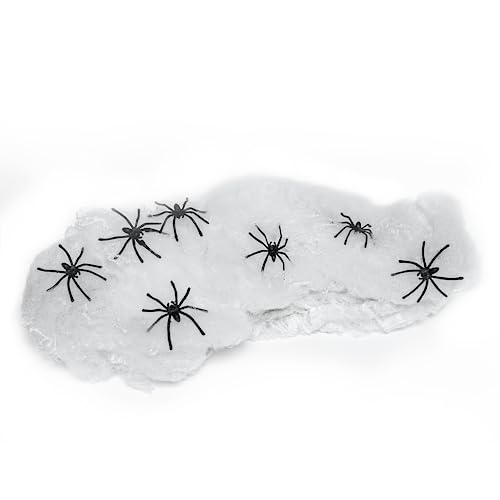 Happy Hippo Halloween Spider Web Decoration, Plastic Spiders, Party Supplies, Spider Webs (Small, 200 Sq Feet)