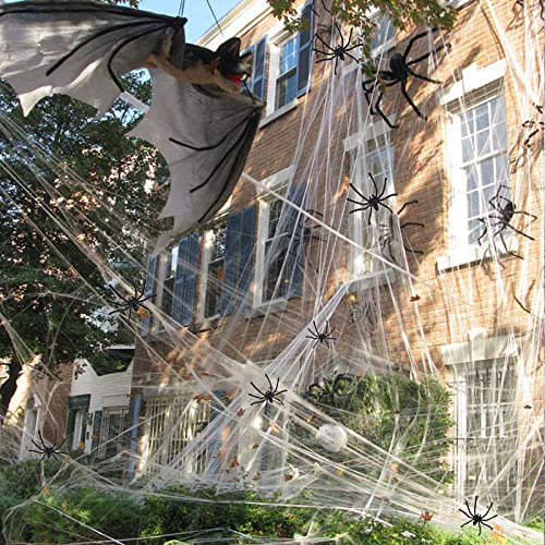 Spider Web 300 Sqft Halloween Spider Web Decoration with 20 Fake Spiders,Super Stretchy Cobwebs Spider Webs,Halloween Decorations Indoor,Outdoor, Courtyard, Lawn,Porch, Haunted House