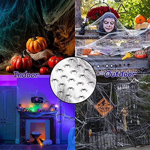 Spider Webs Halloween Decorations,300Sqft Spider Webs with30 Fake Spiders,Stretchable DIY Cobwebs for Indoor/Outdoor Scary Atmosphere,Outside Garden Window Yard Tree home office Parties,Haunted Houses