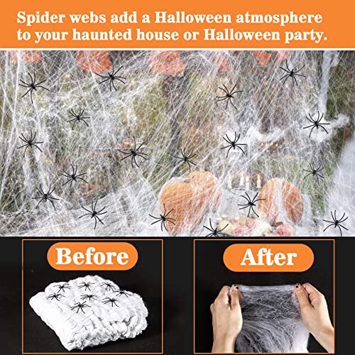 MAQIHAN 950 sqft Spider Webs Halloween-Decorations Halloween Spider Web Cobwebs Halloween Decorations Spider Web Decor with 40 Fake Spiders Super Stretch Cobwebs for Halloween Party Decor