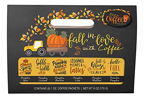 Pumpkin Spice Coffee Sampler Ground Coffee Gift Set For Fall Coffee Lovers - 6-1oz Individually Packaged Coffees