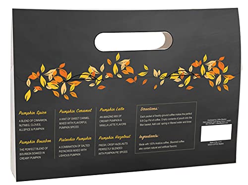 Pumpkin Spice Coffee Sampler Ground Coffee Gift Set For Fall Coffee Lovers - 6-1oz Individually Packaged Coffees