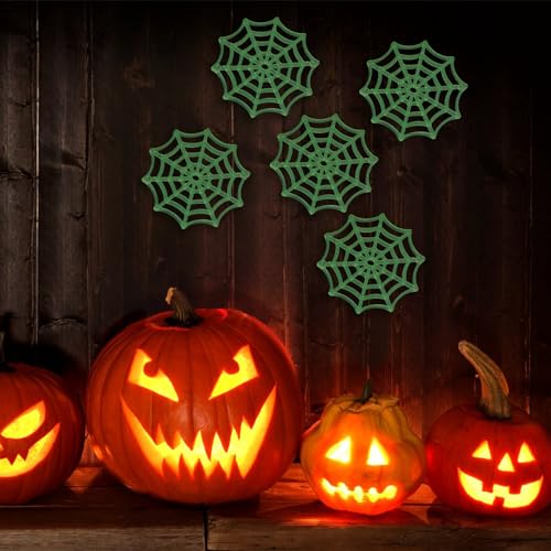 ULTNICE Halloween Plastic Cobweb, Halloween Spider Web Holiday Accessories for Halloween Decoration 50Pcs (Luminous)