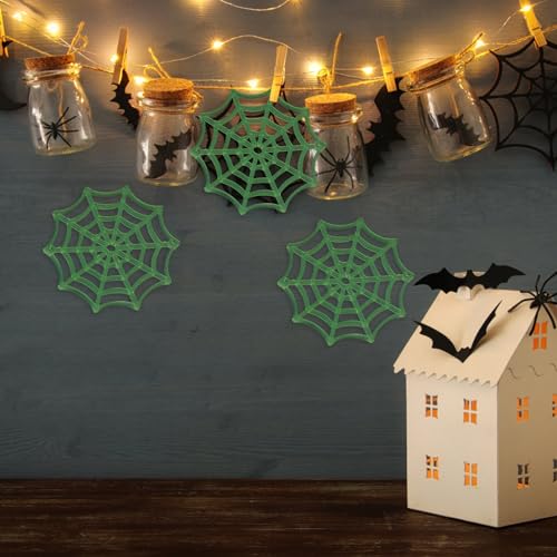 ULTNICE Halloween Plastic Cobweb, Halloween Spider Web Holiday Accessories for Halloween Decoration 50Pcs (Luminous)