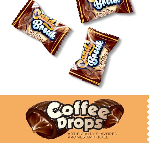 Candy Break Hard Coffee Candy Center Filled Coffee Drops - 1.54 Pound Pack of 1 Share Size Bag - Individiually Wrapped for Freshness