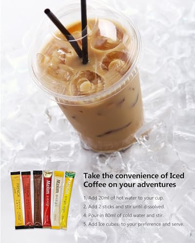 CUTIE MANGO Maxim French Premium Korean Instant Coffee Mix Sampler 6 Flavors Assortment Café Style Camping Party Single Serve Packets 30 Variety Pack (5 Sticks Each) with Complimentary 2 Teabags