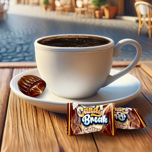 Candy Break Hard Coffee Candy Center Filled Coffee Drops - 1.54 Pound Pack of 1 Share Size Bag - Individiually Wrapped for Freshness