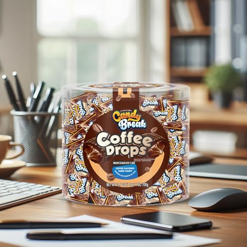 Candy Break Hard Coffee Candy Center Filled Coffee Drops - 1.54 Pound Pack of 1 Share Size Bag - Individiually Wrapped for Freshness