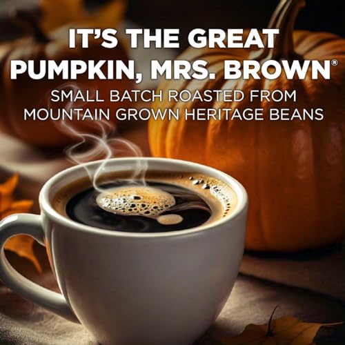 Maud's Pumpkin Spice Flavored Coffee Pods, 50 ct | Great Pumpkin Mrs. Brown Flavor | 100% Arabica Medium Roast Coffee | Solar Energy Produced Recyclable Pods Compatible with Keurig K Cups Maker