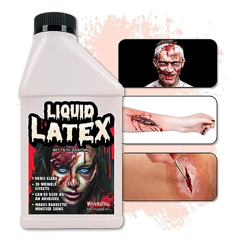 KANGAROO Liquid Latex Makeup - Face and Body SFX Makeup, Halloween Makeup, Zombie Makeup, Fake Scar, Fake Wound, Fake Injury Makeup Movie Special Effects,16 Oz Pint Professional Grade