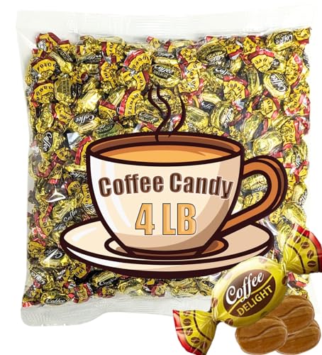 Coffee Candy Bulk - 4 LB Coffee Delight Hard Candy (210 pcs) Coffee Snacks Made with Real Colombian Coffee - Coffee Hard Candy Bulk Individually Wrapped - Coffee Gifts for Coffee Lovers - QUEEN JAX