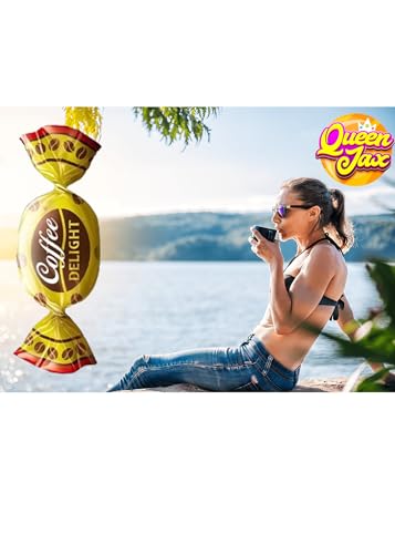 Coffee Candy Bulk - 4 LB Coffee Delight Hard Candy (210 pcs) Coffee Snacks Made with Real Colombian Coffee - Coffee Hard Candy Bulk Individually Wrapped - Coffee Gifts for Coffee Lovers - QUEEN JAX