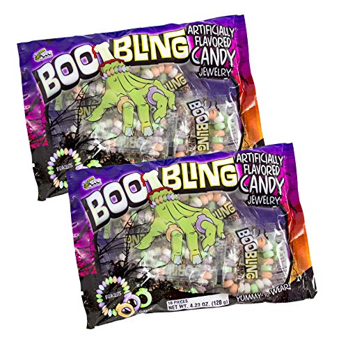 Boo Bling Candy Jewelry Bracelets Rings Halloween Candy 32pc 8.46 oz - Individually Wrapped Pieces