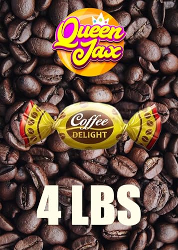 Coffee Candy Bulk - 4 LB Coffee Delight Hard Candy (210 pcs) Coffee Snacks Made with Real Colombian Coffee - Coffee Hard Candy Bulk Individually Wrapped - Coffee Gifts for Coffee Lovers - QUEEN JAX