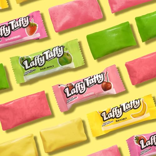 Laffy Taffy Candy, Assorted Fruit Flavored Taffy Candy, Sour Apple, Cherry, Strawberry & Banana Flavors, Fruity Treat For School, 145 Pieces