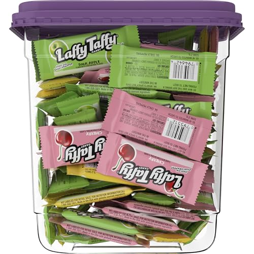 Laffy Taffy Candy, Assorted Fruit Flavored Taffy Candy, Sour Apple, Cherry, Strawberry & Banana Flavors, Fruity Treat For School, 145 Pieces