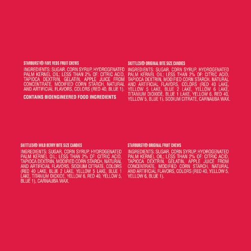 SKITTLES Original, SKITTLES Wild Berry & STARBURST Original and STARBURST FaveReds Fun Size Chewy Candy Variety Bag, Party Size, 20.13 Oz Bulk Bag