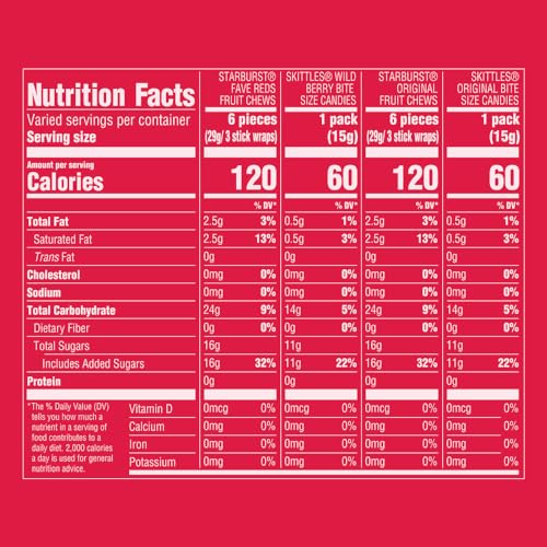 SKITTLES Original, SKITTLES Wild Berry & STARBURST Original and STARBURST FaveReds Fun Size Chewy Candy Variety Bag, Party Size, 20.13 Oz Bulk Bag