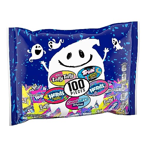 Ghost Goodies Halloween Candy Mixed Bag, SweeTARTS, Nerds, Trolli, Laffy Taffy, 100 count