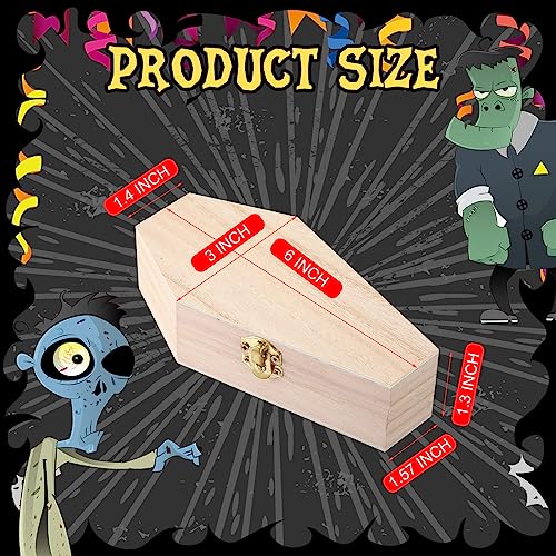 Kigley 20 Pack 6 x 3 x 1.57 Inch Halloween Coffin Box Coffin Ring Box Unfinished Wood Box Coffin Decor with Hinged Lids for Halloween Parties Goth Decoration Small Pet Burials DIY Crafts