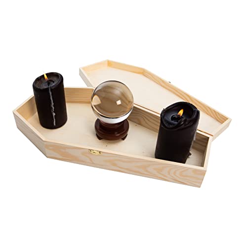 Creative Hobbies Large 18 Inch Halloween Coffin Box - Fillable Hinged Box for Halloween Décor, Party Favor, Goth, Doll Coffin, Coffin Ring Box, Pet Casket | 18"x9"x3.19