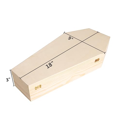 Creative Hobbies Large 18 Inch Halloween Coffin Box - Fillable Hinged Box for Halloween Décor, Party Favor, Goth, Doll Coffin, Coffin Ring Box, Pet Casket | 18"x9"x3.19