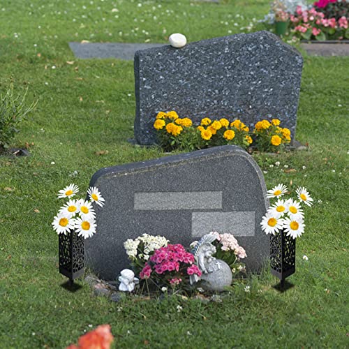 Grave Cemetery Vases with Spikes, 17 inch Memorial Day Grave Decorations Plastic Floral Holders for Grave Yard Headstone Flower Marker (2Pcs)