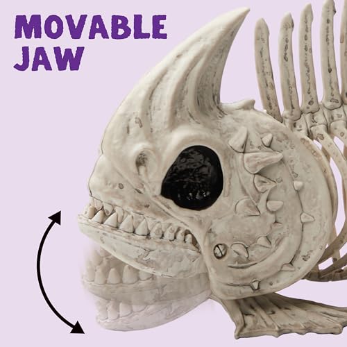 JOYIN 2 PCS 9.5” Halloween Pose-N-Stay Fish Skeleton Animal Plastic Bones with Posable Joints for Halloween Decorations Party Props