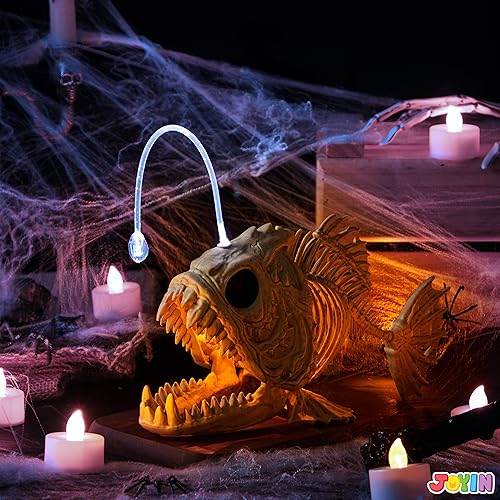JOYIN Halloween Skeleton Fish with LED Eye for Halloween Decoration, Graveyard Decorations, Indoor/Outdoor Spooky Scene