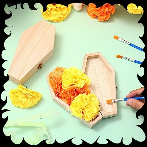 Kigley 20 Pack 6 x 3 x 1.57 Inch Halloween Coffin Box Coffin Ring Box Unfinished Wood Box Coffin Decor with Hinged Lids for Halloween Parties Goth Decoration Small Pet Burials DIY Crafts