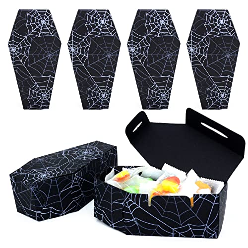 Halloween Candy Coffin Paper Box 16 Pcs Halloween Coffin Treat Boxes for Trick or Treat Halloween Event Party Favor Kids Classroom Supply (Black)