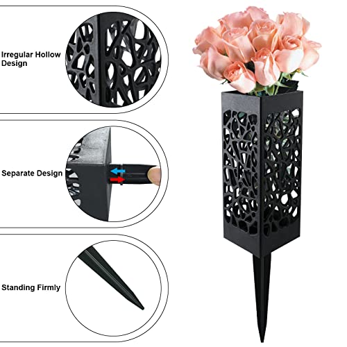 Grave Cemetery Vases with Spikes, 17 inch Memorial Day Grave Decorations Plastic Floral Holders for Grave Yard Headstone Flower Marker (2Pcs)