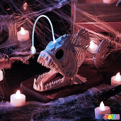 JOYIN Halloween Skeleton Fish with LED Eye for Halloween Decoration, Graveyard Decorations, Indoor/Outdoor Spooky Scene