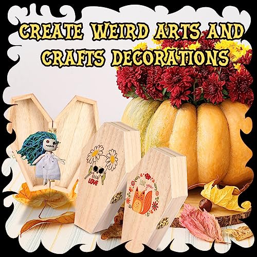 Kigley 20 Pack 6 x 3 x 1.57 Inch Halloween Coffin Box Coffin Ring Box Unfinished Wood Box Coffin Decor with Hinged Lids for Halloween Parties Goth Decoration Small Pet Burials DIY Crafts