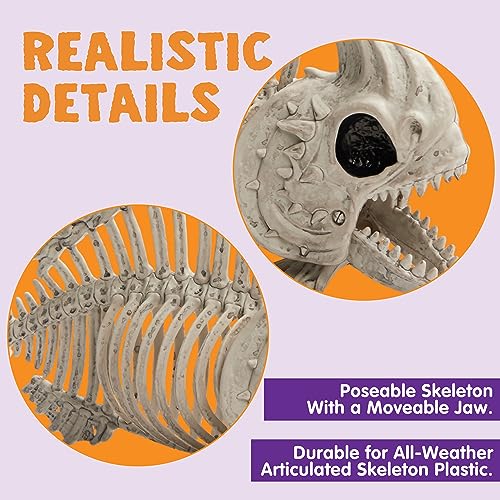 JOYIN 2 PCS 9.5” Halloween Pose-N-Stay Fish Skeleton Animal Plastic Bones with Posable Joints for Halloween Decorations Party Props