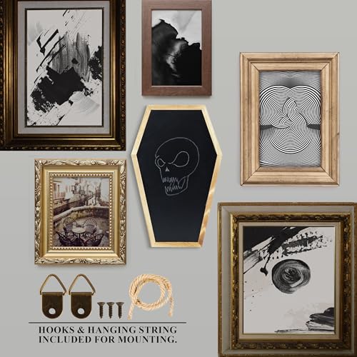 Coffin Chalk Board with Mini Coffin Blackboard - Gothic Wedding Decor - Spooky 17x10.5 inches - Eraseable Coffin Letter Board for Halloween Decor - Gothic Curiosities