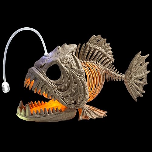 JOYIN Halloween Skeleton Fish with LED Eye for Halloween Decoration, Graveyard Decorations, Indoor/Outdoor Spooky Scene