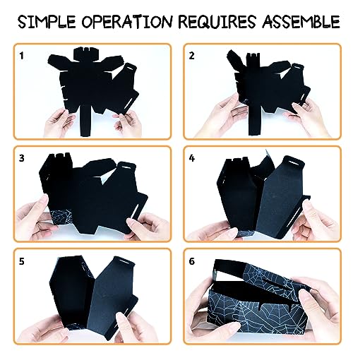 Halloween Candy Coffin Paper Box 16 Pcs Halloween Coffin Treat Boxes for Trick or Treat Halloween Event Party Favor Kids Classroom Supply (Black)