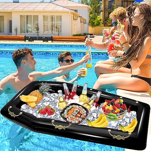 52Inch Inflatable Coffin Cooler Coffin Pool Float Inflatable Cooler Ice Chest Buffet Cooler Drink Beverage for Halloween Party Spooky Decor Cooler Pool Party Picnic Barbecue Party