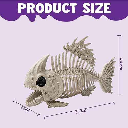 JOYIN 2 PCS 9.5” Halloween Pose-N-Stay Fish Skeleton Animal Plastic Bones with Posable Joints for Halloween Decorations Party Props