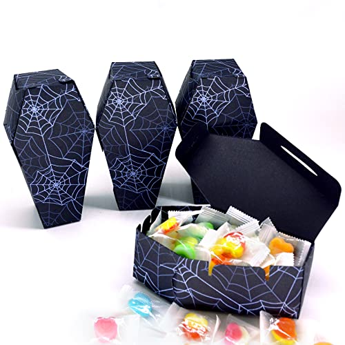 Halloween Candy Coffin Paper Box 16 Pcs Halloween Coffin Treat Boxes for Trick or Treat Halloween Event Party Favor Kids Classroom Supply (Black)